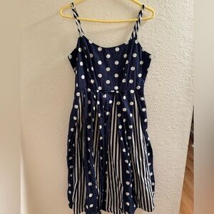 ModCloth navy blue polka dot dress - size medium